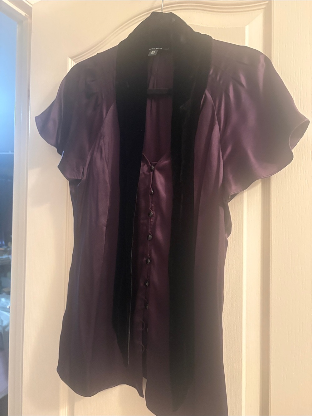 Banana Republic Dark Purple Velvet Collar Blouse Sz M